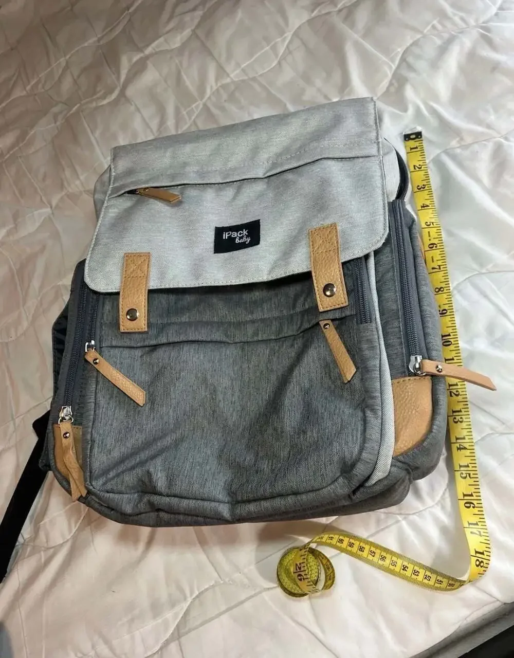 iPack Baby Diaper Bag Backpack Gray and Tan